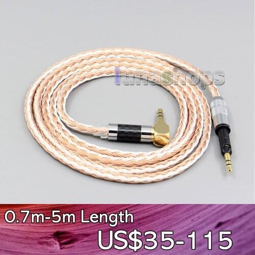 LN006245 3.5mm 2.5mm 4.4mm 16 Cores Pure Silver Plated Headphone Cable For Sennheiser HD6 HD7 HD8 MIX DJ HD595