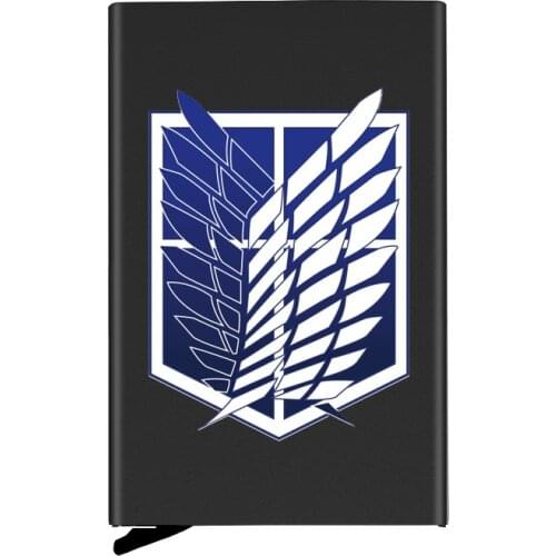 Fashion Metal Men Women Credit Card Holder High Quality Attack on Titan Printing Travel ID Cardholder Case Rfid Wallet