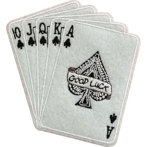 Playing Card Patch Embroidery Iron-on Patch Embroidered Rose Style Patches For Clothing Bag DIY Sewing Accessories Parches Para