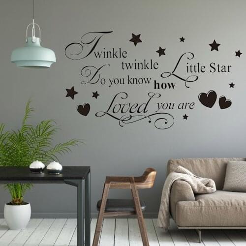 Twinkle Little Star English Letter Butterfly Wall Stickers Living Room Bedroom Romantic Home Decoration Stickers Wallpaper