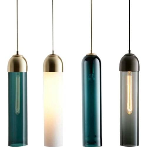 European style simple and creative blue glass bedside lamp art cafe bar counter bedroom living room sofa Pendant Lights LX112314