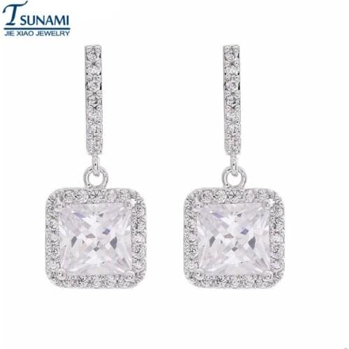 Luxury micro square zircons of cubic zirconia earrings Four colors of womens earrings, The girls gift