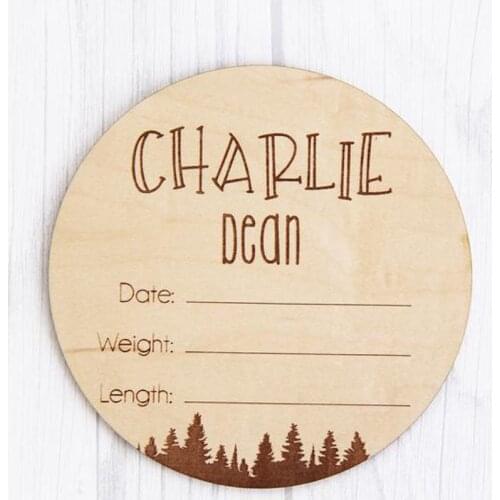 1pcs Newborn Photo Prop Wooden New Baby Birth Announcement Keepsake Birth Announcement Birth Stats Forest Baby Sign