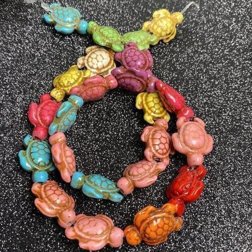 Wholesale Carved Sea Howlite Turtle Beads Charm For Jewelry Making DIY Necklace Bracelet Colorful Turquoises Tortoise Beads