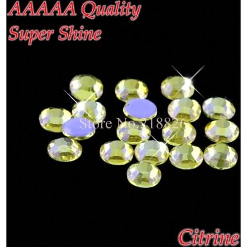 AAAAA Luxury Hotfix Rhinestone Citrine SS6 SS10 SS16 SS20 SS30 Glass Crystals Flatback Iron On Hot Fix Rhinestones