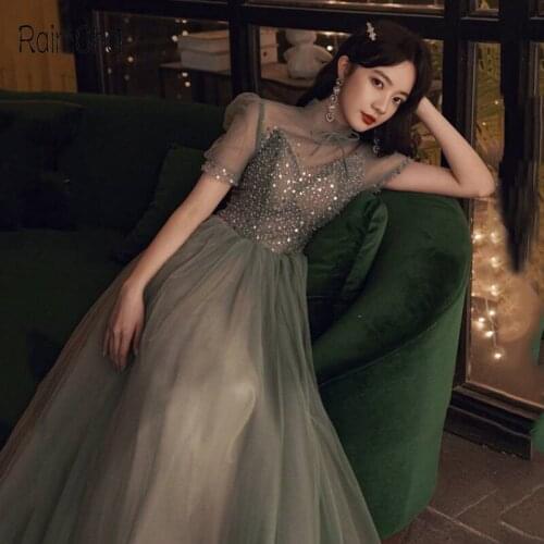 Short Sleeves Evening Dresses 2021 Formal Prom Party Gowns Elegant Long Evening Dresses