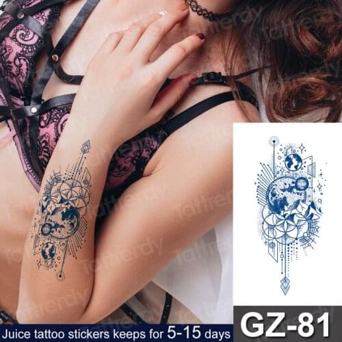 Waterproof Temporary Juice Tattoo Sticker Earth universe geometric circular arrow Tattoo Flash Tatoo Fake Tatto arm Men Women