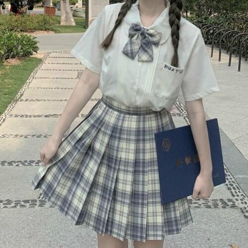 Japanese Soft Girl Jk White Womens Shirt Preppy Style Sweet Bow Short-Sleeve Blouse Female Summer Embroidery All-Match Tops