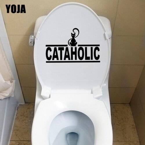 YOJA 24.2*15.3CM Cataholic Cat Lover Lady Wall Sticker Toilet Decal Bedroom Home Decoration T4-0033