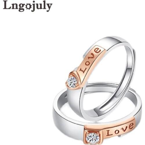 Fine Jewelry Couple Wedding Ring Pure 100% 925 Sterling Silver Love Heart Ring For Women Men Anniversary Silver 925 Jewelry Gift