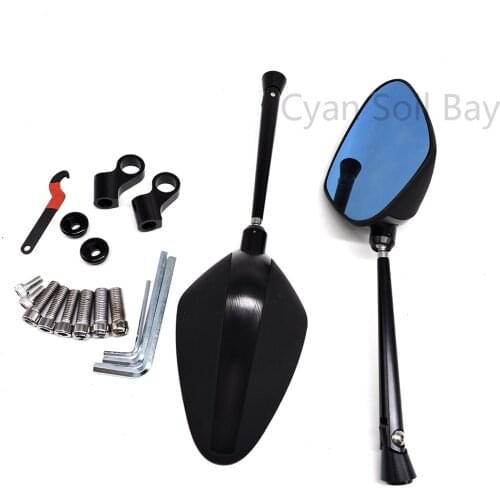 1 Pair Universal CNC Aluminum Motorcycle Back View Mirror Black Rearview Mirror Moto Mirrors For Kawasaki Z900 Z900RS Z800 Z1000