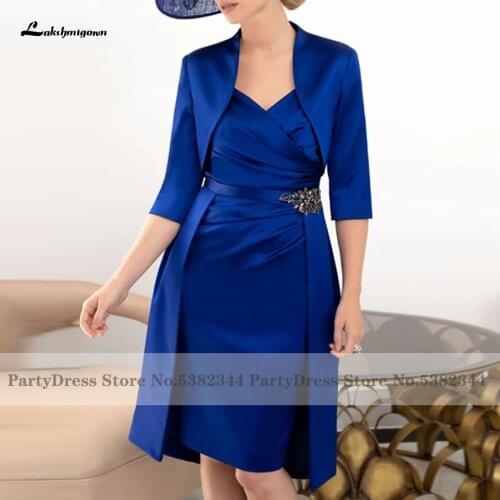 Lakshmigown Vintage Women Wedding Party Dress with Jacket 2021 Robe Satin Mother of the Bridal/Groom Dresses with Jacket