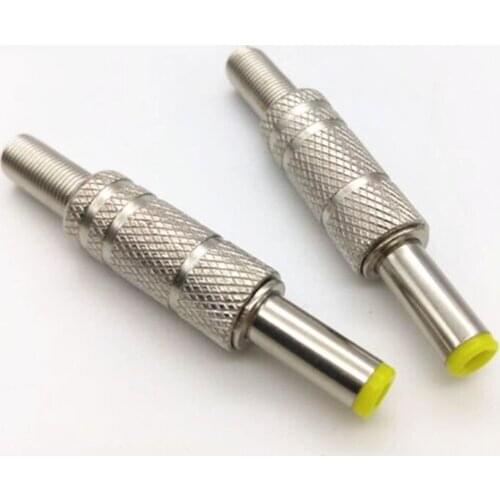 1pcs/lot Metal 5.5*2.1 5.5x2.1mm/5.5mm * 2.5mm 5.5*2.5mm DC Power Male Plug Jack Adapter Connector plug with yellow head