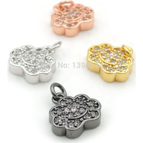 10*10*3mm Micro Pave Clear CZ Cloud Charms Fit For Men And Women Making Bracelets Or Necklaces Jewelry