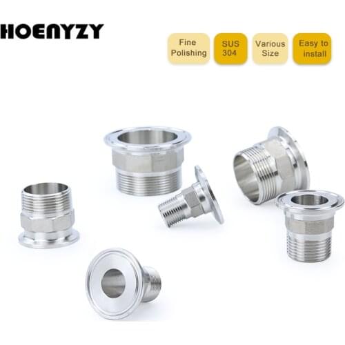 2PCS 1/2" 3/4" 1" 1-1/4" 1-1/2" BSPT Male Thread 304 Stainless Steel Sanitary Hexagonal Fitting 1.5" 2" Tri Clamp 50.5mm Ferrule