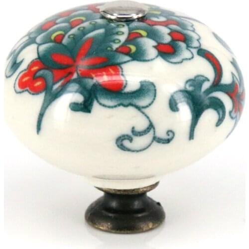 2PCS Durable Round Ceramic Artistic Drawer Knobs Pulls Handles for Dresser Kitchen Cabinet Decorative Colorful furniture knobs