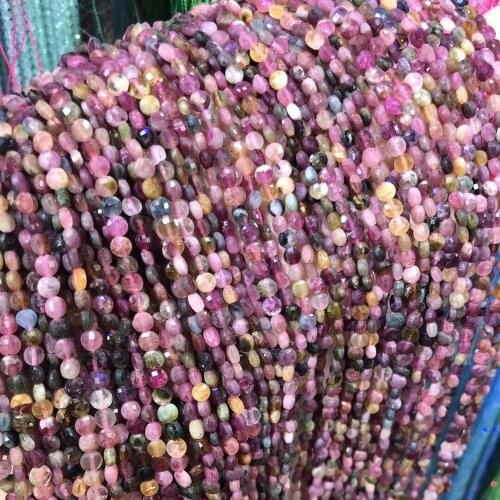 2020 Natural Stone loose beads 1.0 Faceted Tourmaline stone beads Bun Necklace making for jewelry Diy Necklace bracelet 4mm