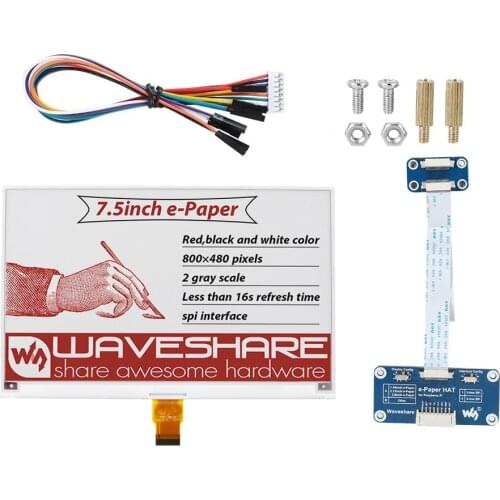 7.5 inch SPI Communication 800X480 3-Color e-Paper e-Ink Display Screen Board HAT Kit for Arduino STM32 Raspberry Pi Zero W H 4