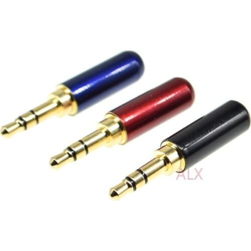 3PCS Mini Jack 3.5mm 3 Poles Male Plug Aluminum Shell Stereo 3 Pin 3.5mm Plug Wire Connector Heaphone Plug Earphone Jack diy