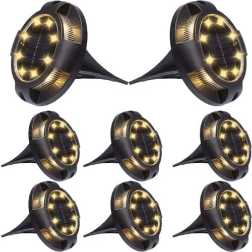 4/8pcs 12 LED Solar Ground Lights Disk Lights Solar Powered Waterproof Outdoor In-Ground Lights for Garden Yard Lawn