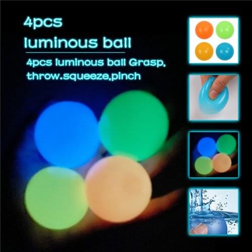 4 Pcs/lot Luminous Toys Wall Target Ball Sticky Exercise Game for Kids Teens Adults Decompression Toys