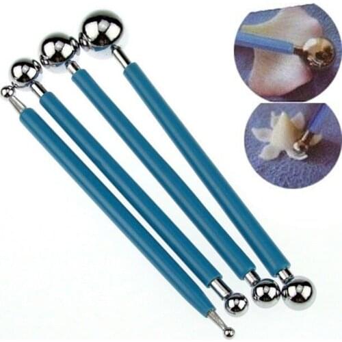4pcs Stainless Steel Fondant Cake Flower Decorating Modelling Ball Tools Set