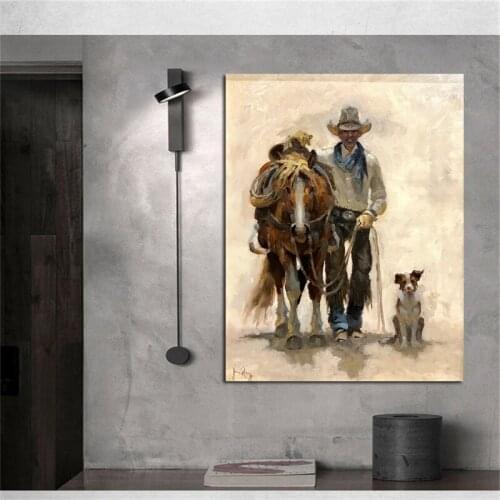 Abstract Oil Painting Horse and Man Canvas Painting The Wall Art Posters and Prints Wall Art Picture for Living Room No Frame