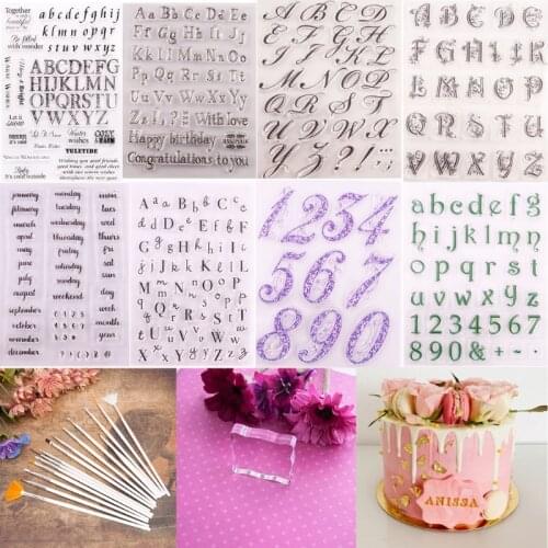 Alphabet Fondant Cake Stamp Mold with Back Plate Pad Reusable for Cookies Biscuit Decorating Tool Card Making DIY Scrapbooking