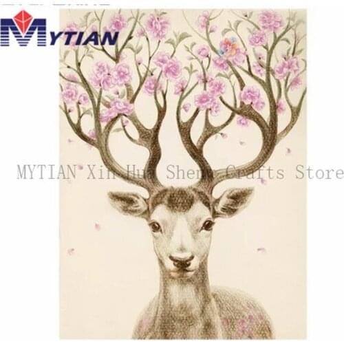 Floral Deer Antlers Full Diamond Painting Kit 5D Diamond Embroidery Needlework Paint With Diamond Resin Beads Diamond Paintings