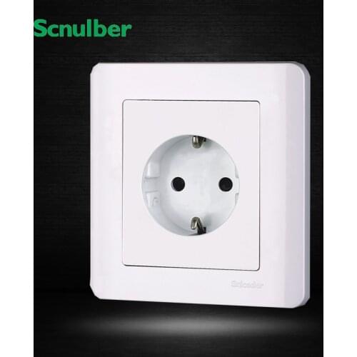 White 220v 50hz 86mm 2p germany EU standard wall switch socket