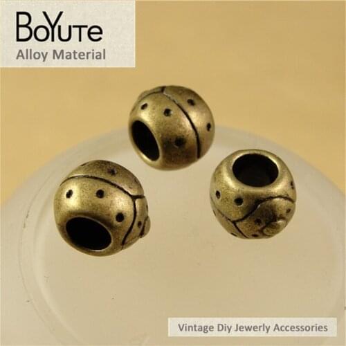 BoYuTe (50 Pieces/Lot) 10MM Antique Bronze Plated Metal Fashion Insect Beads for Jewelry Findings Components Diy Hand Made