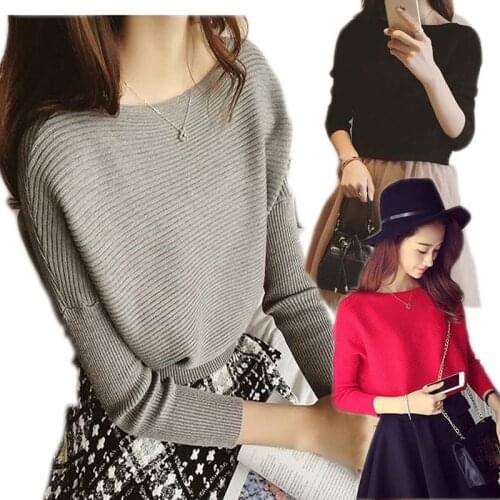 Brand Designer Women Sweater Boat Neck Short Pullovers Loose Knitted Sweaters