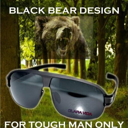 =CLARA VIDA= Men masculine tough man only style forest black bear design polarized polaroid back coated super large sunglasses