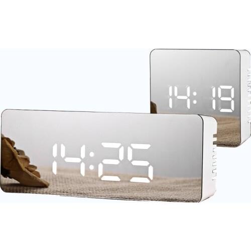 LED Mirror Alarm Clock Digital Snooze Table Clock Wake Up Light Electronic Large Time Temperature Display Home Decoration Clock