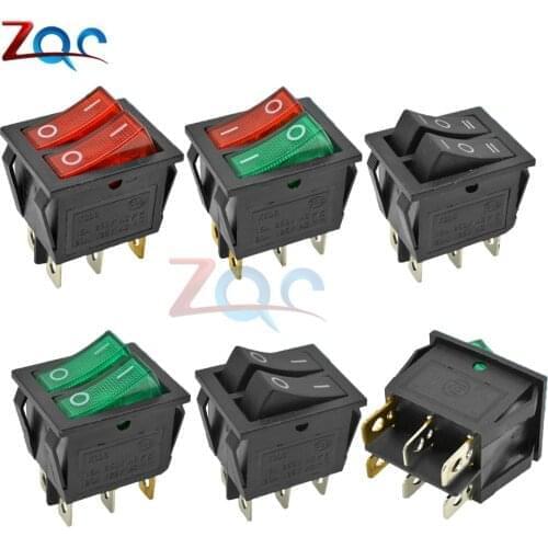 KCD6 Dual Rocker Switch ON-OFF 2 3 Position 6 4 pin 6Pin 4pin Electrical equipment Double Light Power Switch 15A/250V AC