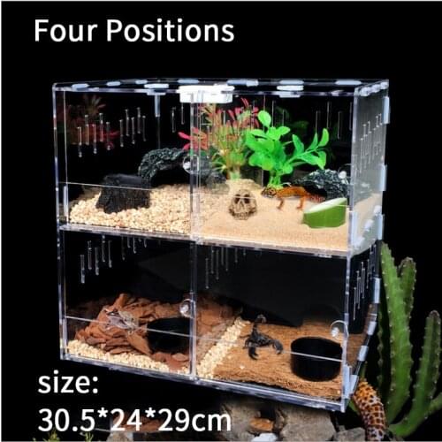 Reptile box 4 bin insect spider turtle lizard breeding box health plastic health non-toxic transparent live reptile pet box