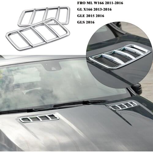 Yubao 2Pcs Front Hood Engine Air Vent Grill Cover For Mercedes-Benz W166 X166 GLE GL ML Accessories Triple Chrome Trims