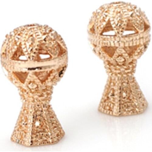 Gold Petal Flower Brass Bead Caps for DIY Jewelry Findings (6PCS)