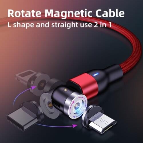 3A Type-C Cable Magnetic Fast Charging Cable 540 Degree Rotate Type-C Data Cable Micro USB Charging Cable 0.5m/1m Digital Cable