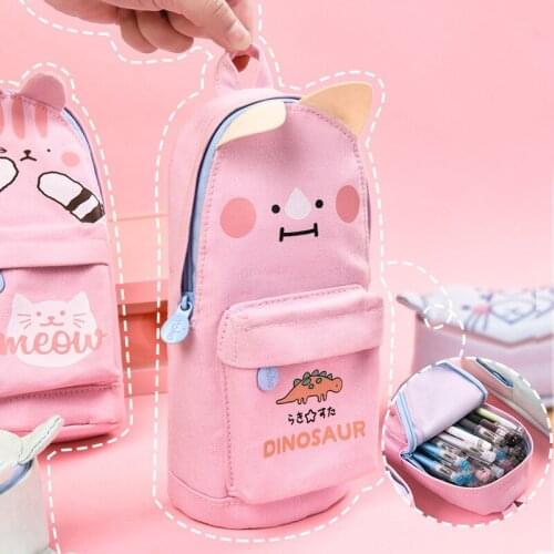 Cute School Bag Pencil Case Large-Capacity Stationery Bag Simple Pencil Case For Students Animal-Shaped Stationery Bag