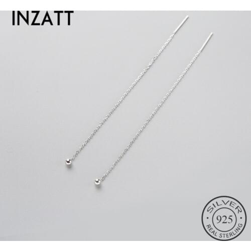 INZATT Minimalist 925 Sterling Silver Dangle Drop Earrings Fine Jewelry Glossy Bead Long Tassel Metal Chain Pendientes 2018 Gift