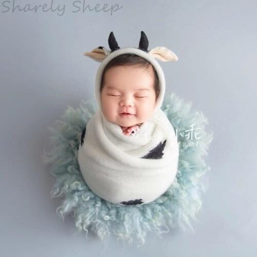 Newborn Photography Wraps+Hat Set Props Infant Baby Boy Girls Photo Shoots Posing Cartoon Wrap foto Shooting Accessories