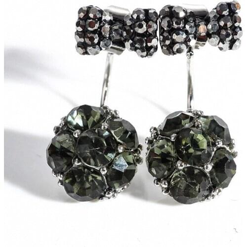 New Fashion Grey Exquisite Bow Knot Full Rhinestone Crystal Earrings Women Lovely Stud Earring For Girls