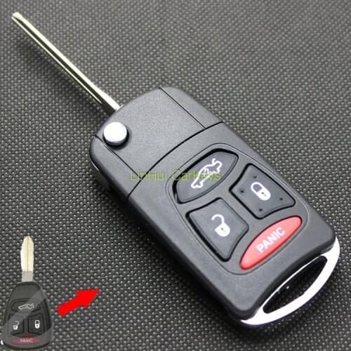 PINECONE for CHRYSLER 300C SEBRING JEEP WRANGLER COMPASS 3+1 Buttons Uncut Brass Blade Modified Remote Key Shell 1 PC No Seat