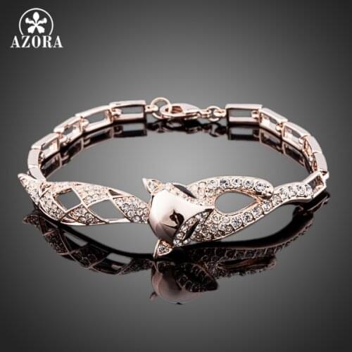 AZORA Rose Gold Color Rhinestones Inlaid Fox Beauty Bracelet TS0034