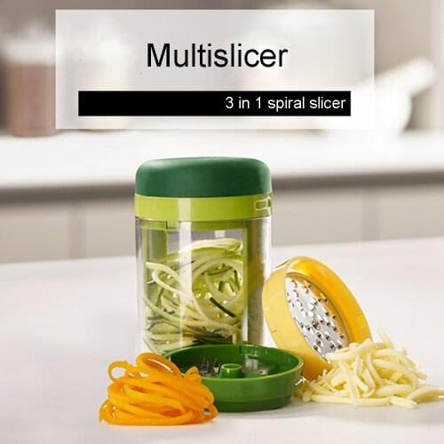 Hand Held Manual Potato Spiral Cutter Zucchini Courgette Cucumber Spiralizer 3 In 1 Veggie Multi-slicer Kitchen Vegetable Cutter