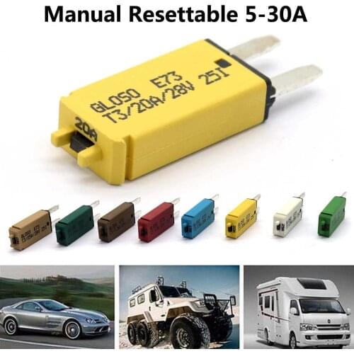 Manul Resettable Circuit Breaker Blade Fuse 12/24V 5-30A Mini ATM Circuit Breaker Blade Fuse Universal for Car Boat Van Caravan