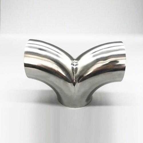 Stainless steel 304 thickness 1.5mm 2mm sanitary exhaust pipe fittings Y herringbone welded tee