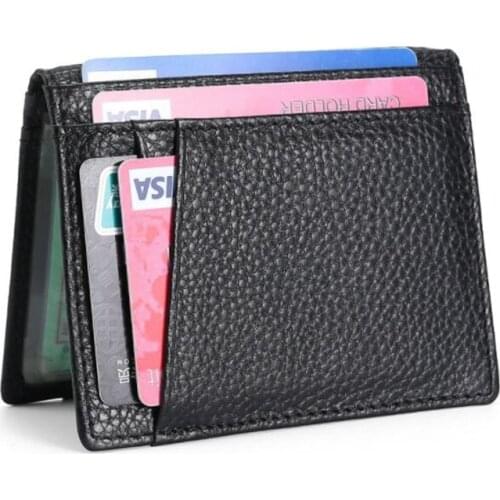 Super Slim Soft Wallet 100% Genuine Leather Mini Credit Card Wallet Purse Card Holders Men Wallet Thin Small ID Case