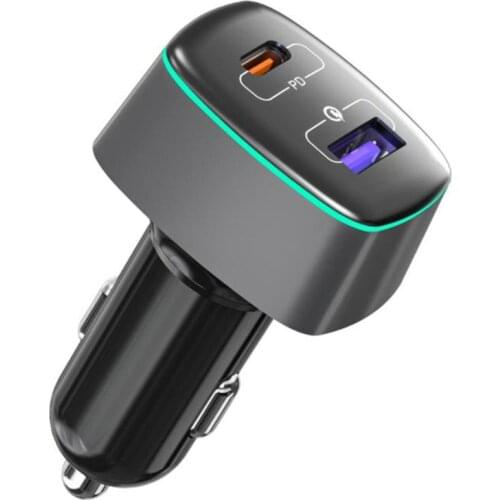 Type C Car Charger PD 100W LED Dual USB + QC 3.0 Fast Charging Adapter Cable for IPhone 12 11 Pro Max 6 7 8 X Huawei
